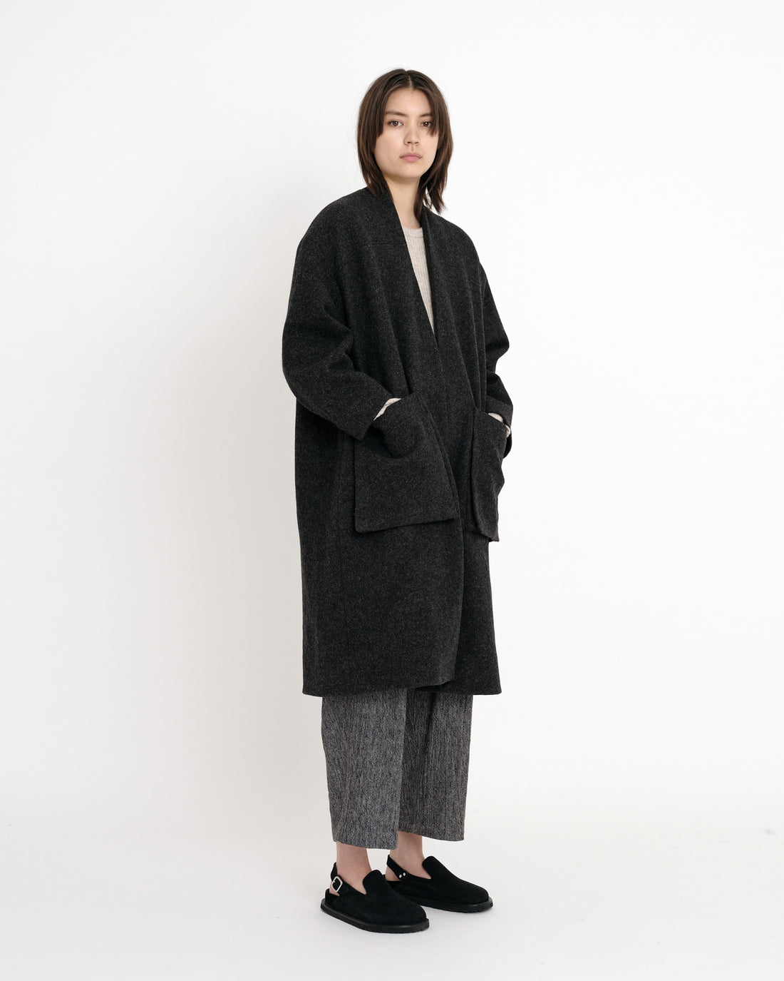 Pocket Long Coat - FW23 - Heather Charcoal