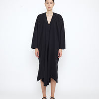 V-Neck Cocoon Midi Dress - SS25 - Black