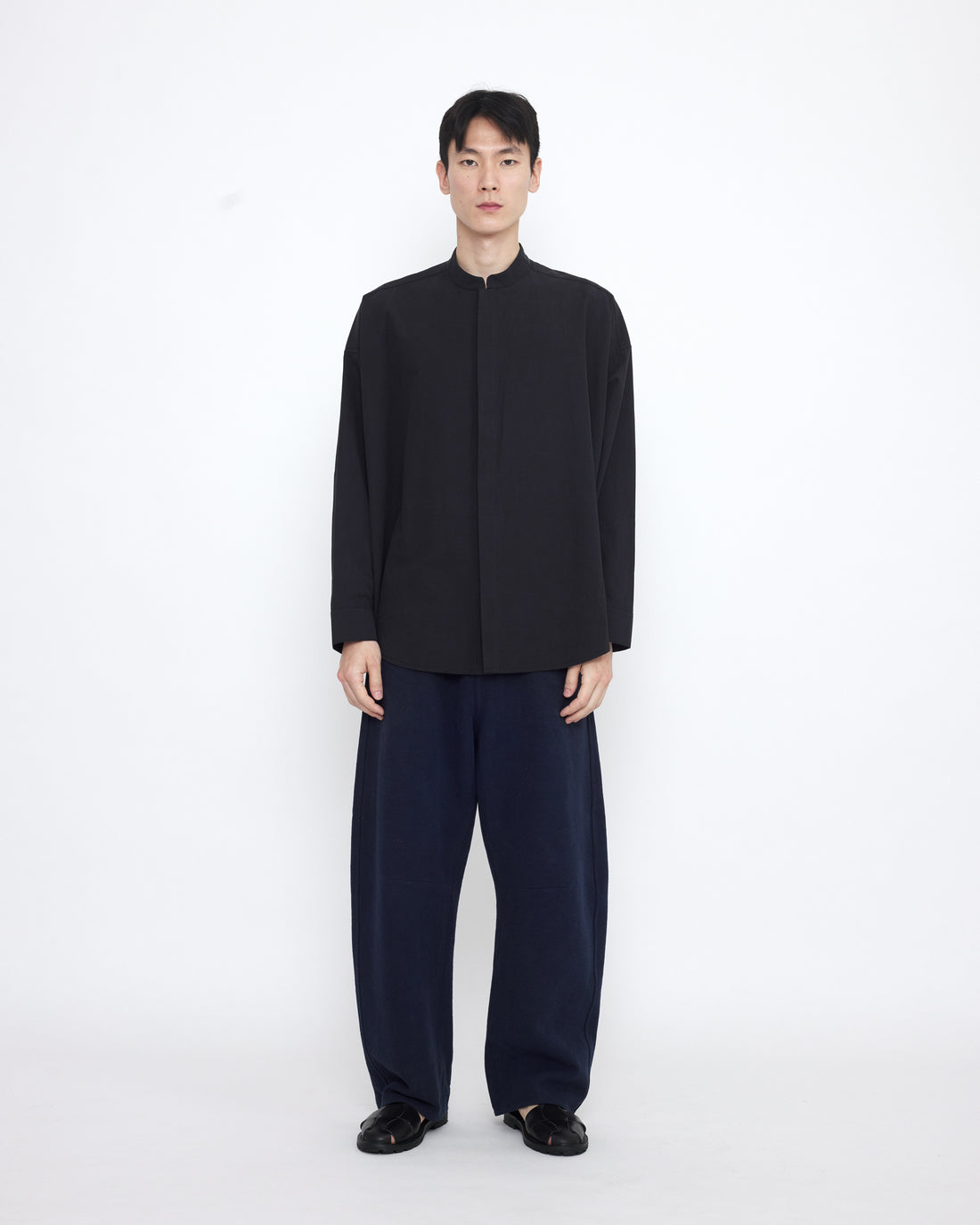 Mandarin Cocoon Dress Shirt - SS25 - Black