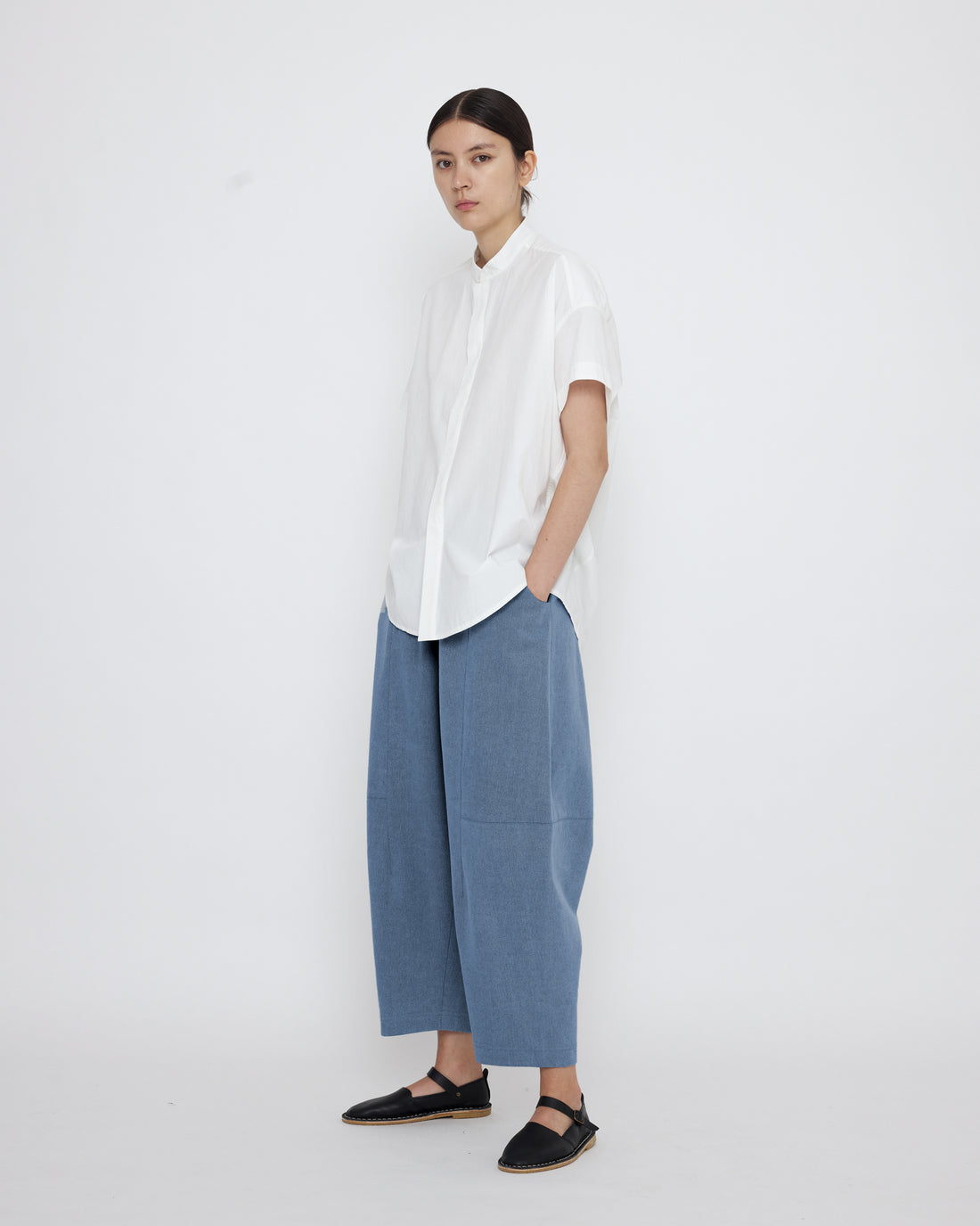 Mandarin Cocoon Short Sleeves Shirt - SS25 - Off-White