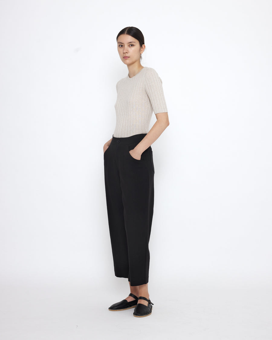 Mid-Sleeves Ribbed Fine Knit - SS25 - Sand Beige