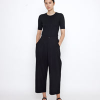 Mid-Sleeves Ribbed Fine Knit - SS25 - Black