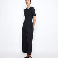 Mid-Sleeves Ribbed Fine Knit - SS25 - Black