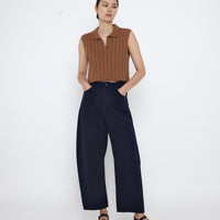 Relaxed Curve Legged Trouser - SS25 - Navy