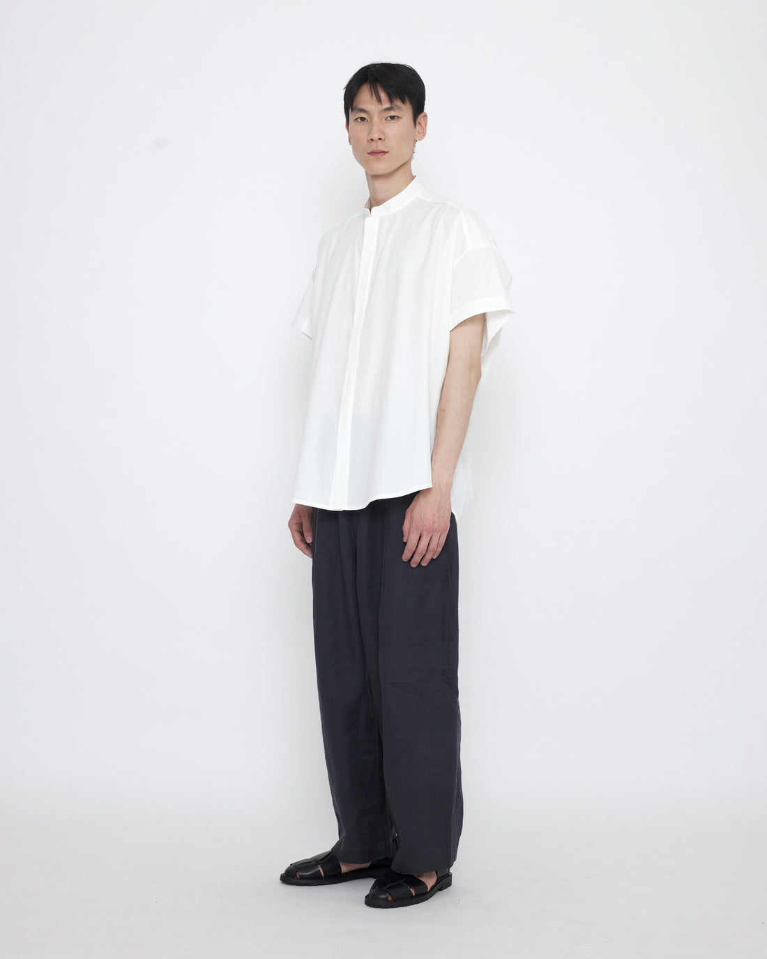 Mandarin Cocoon Short Sleeves Shirt - SS25 - Off-White