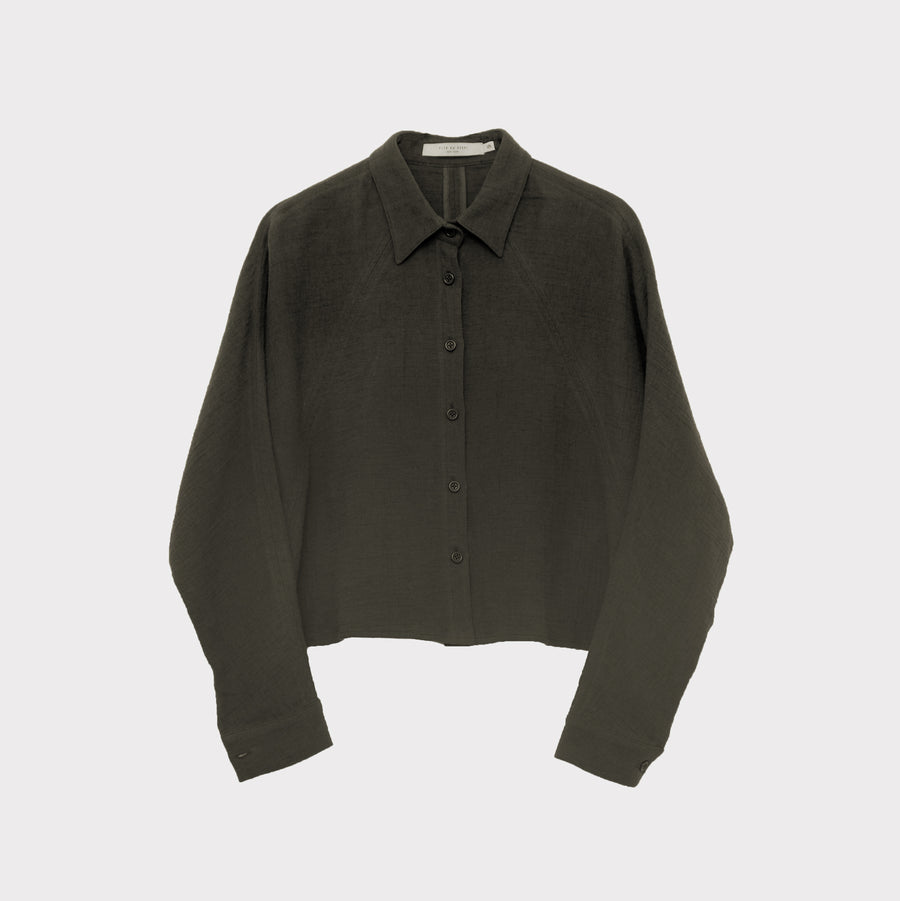 Signature 3/4 Cropped Shirt Jacket - Gauze Edition - Deep Moss