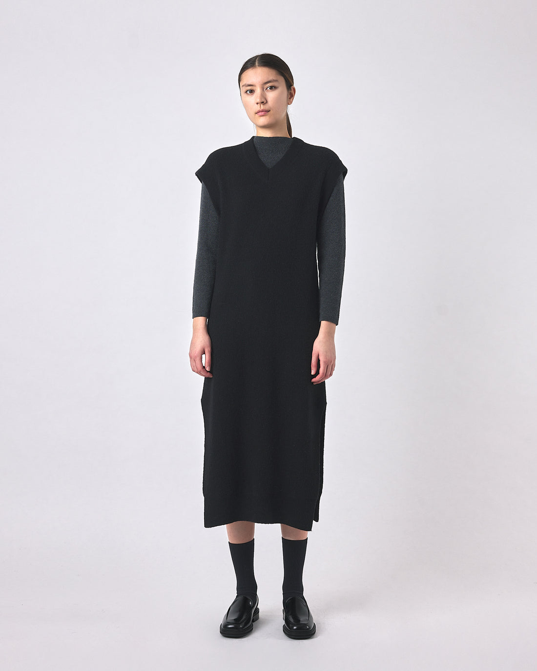 Slit Vest Knit Dress - FW23 - Black