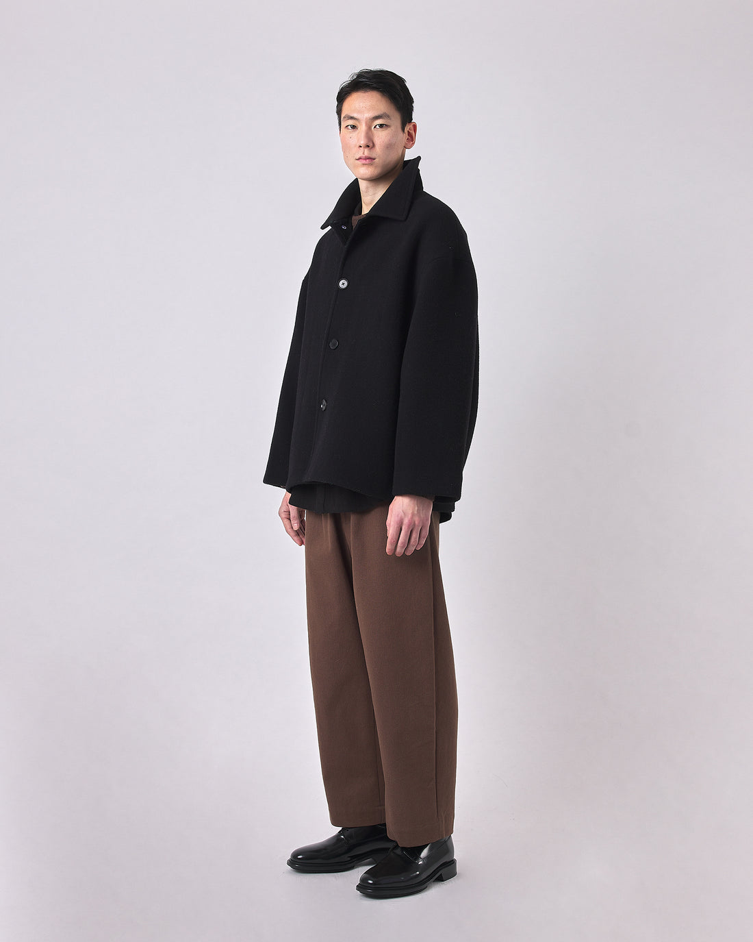 Short Wool Jacket with Chest Pockets