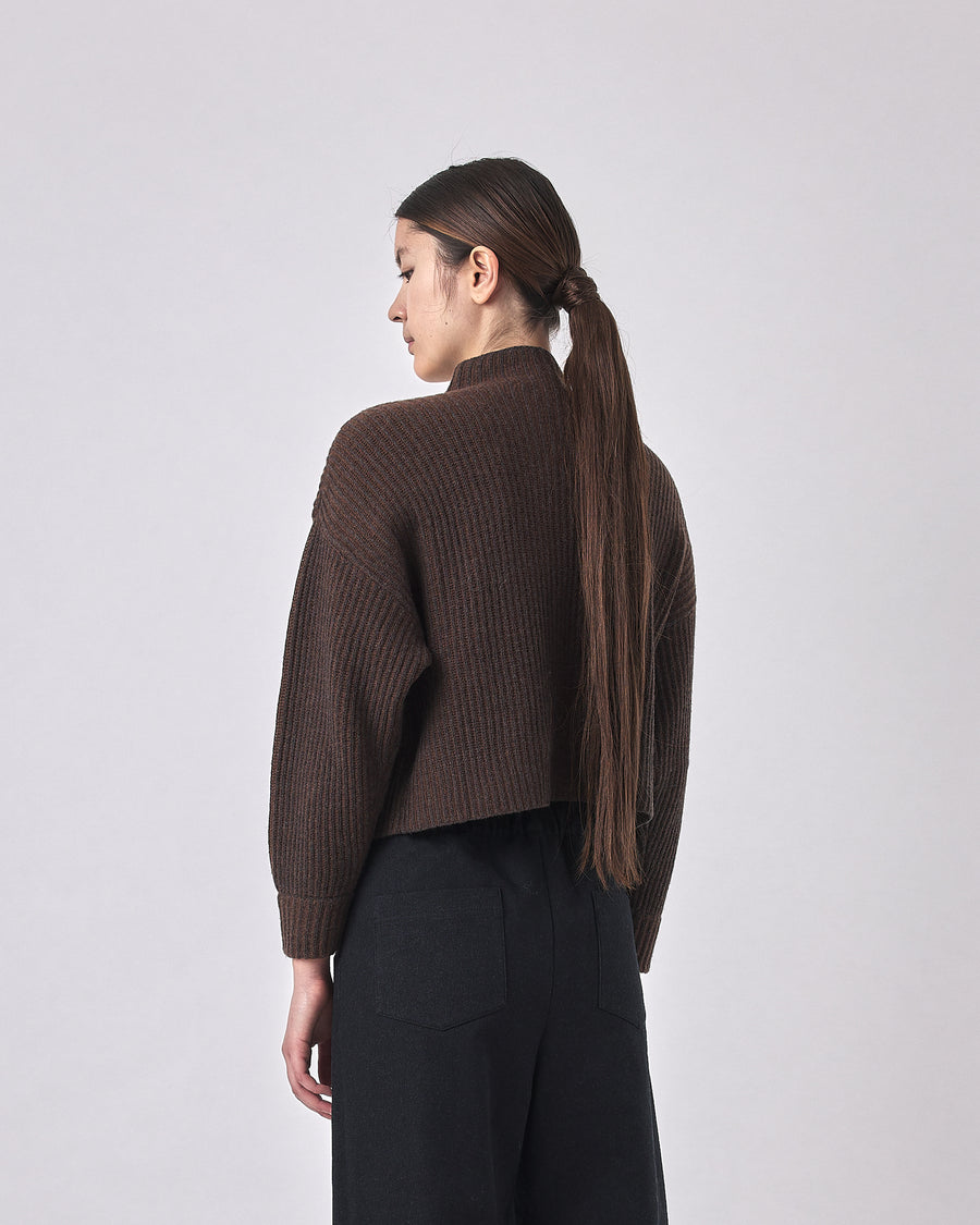 Merino Striped Ribbed Mock-Neck - FW23 - Brown