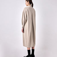 Relaxed Back Pleat Shirtdress - FW23 - Stone Beige