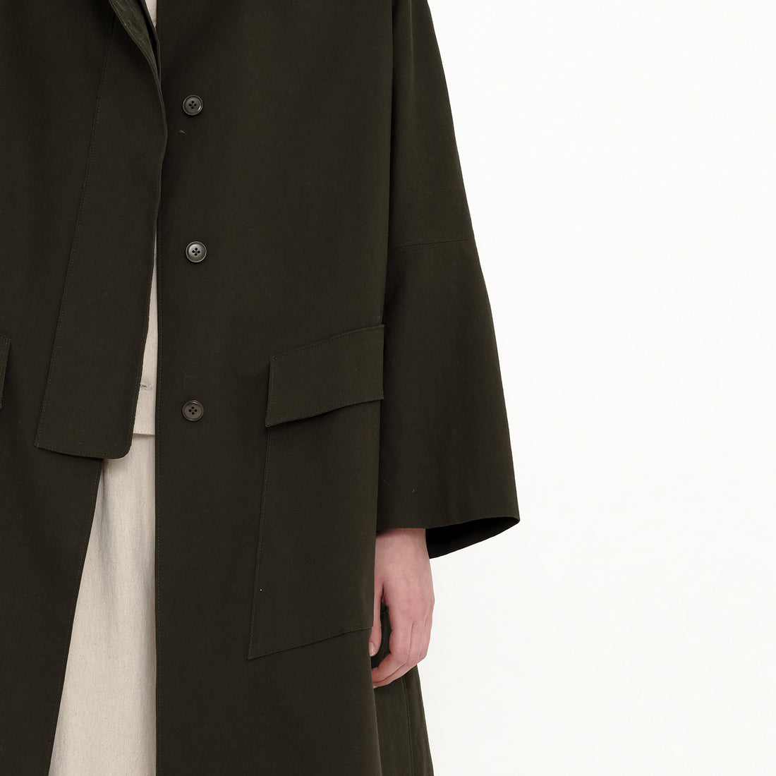 Slit Trench Coat - Olive