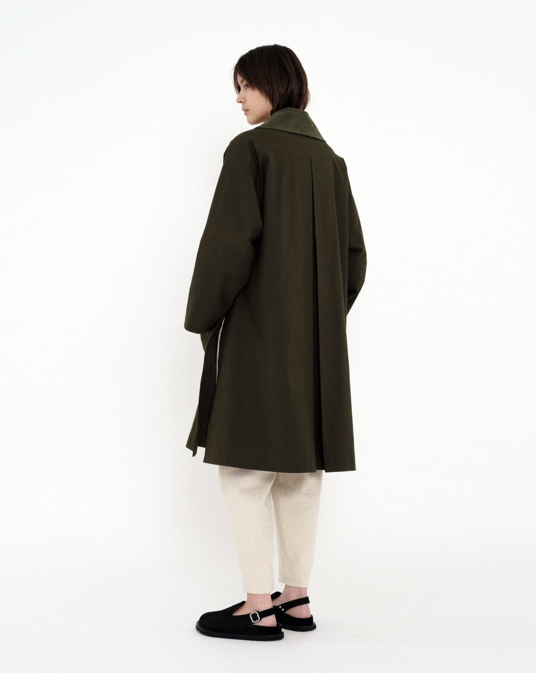 Slit Trench Coat - Olive