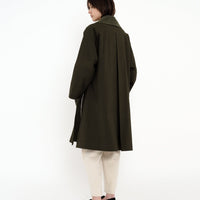 Slit Trench Coat - Olive