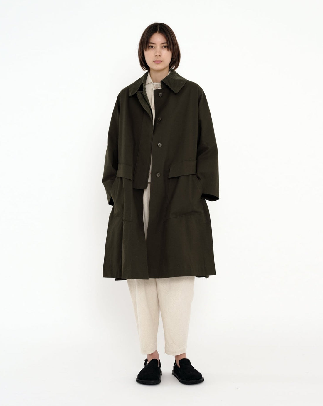 Slit Trench Coat - Olive