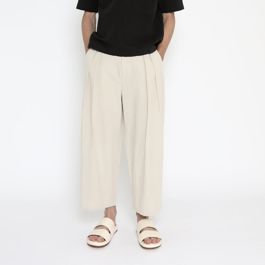 Signature Unisex Pleated Trouser - Oatmeal
