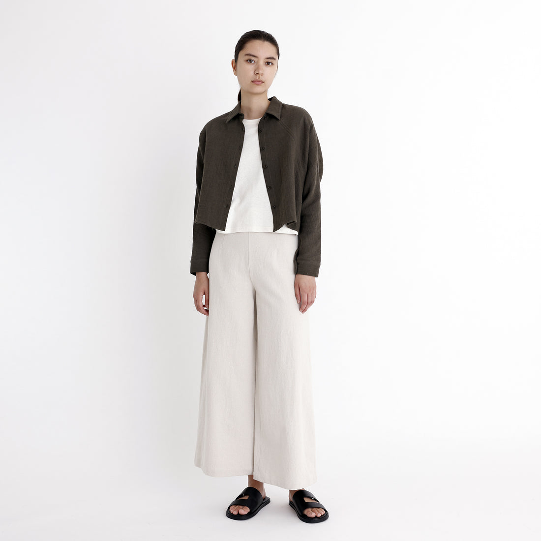 Signature 3/4 Cropped Shirt Jacket - Gauze Edition - Deep Moss