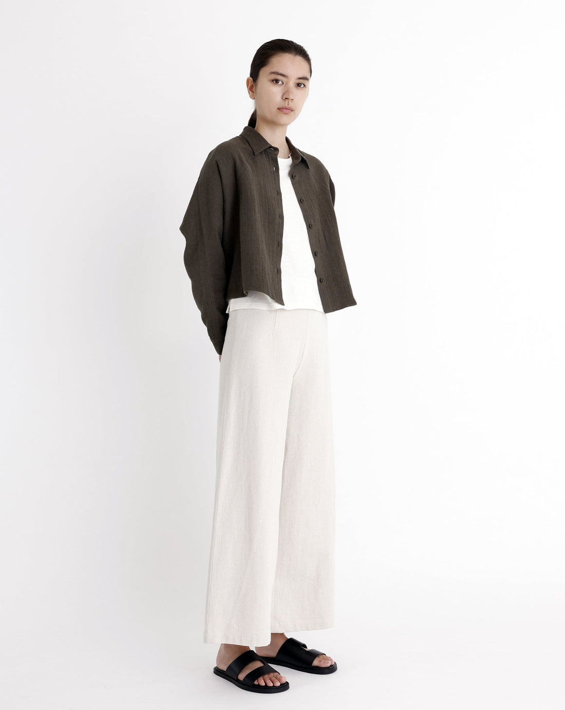 Signature 3/4 Cropped Shirt Jacket - Gauze Edition - Deep Moss