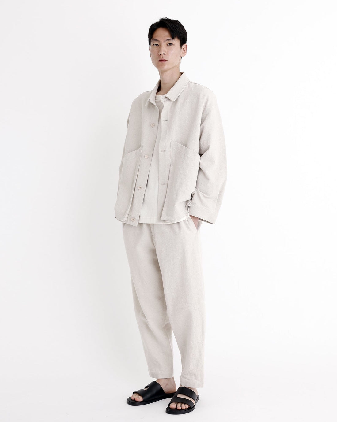 Signature Panel Pockets Shirt Jacket - Oatmeal