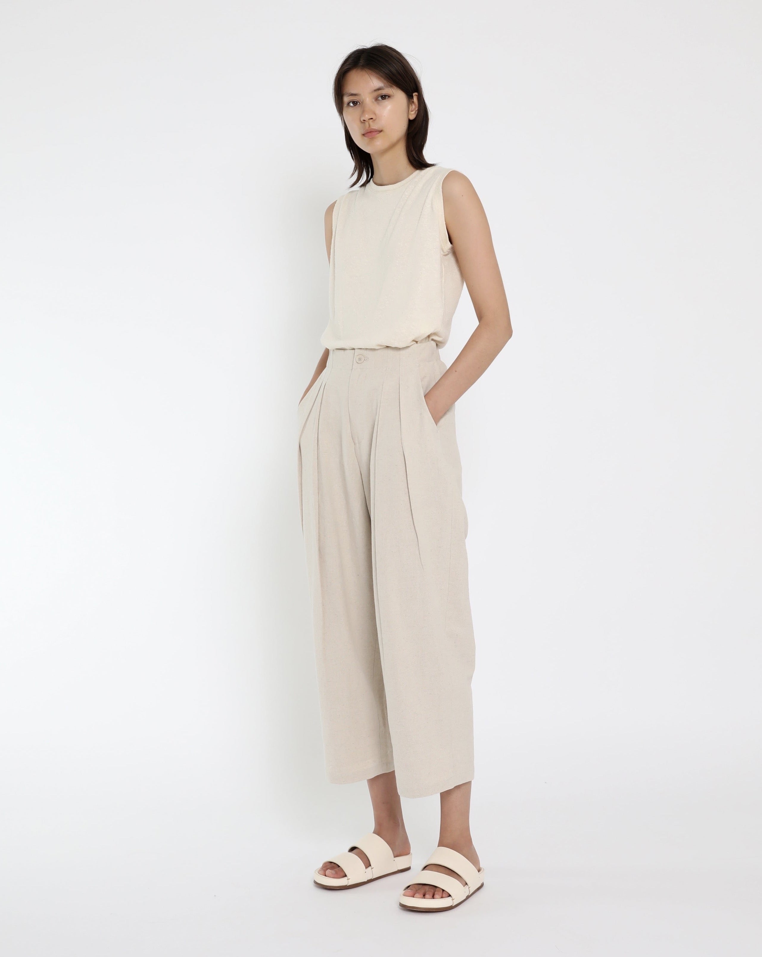 Signature Unisex Pleated Trouser - Oatmeal